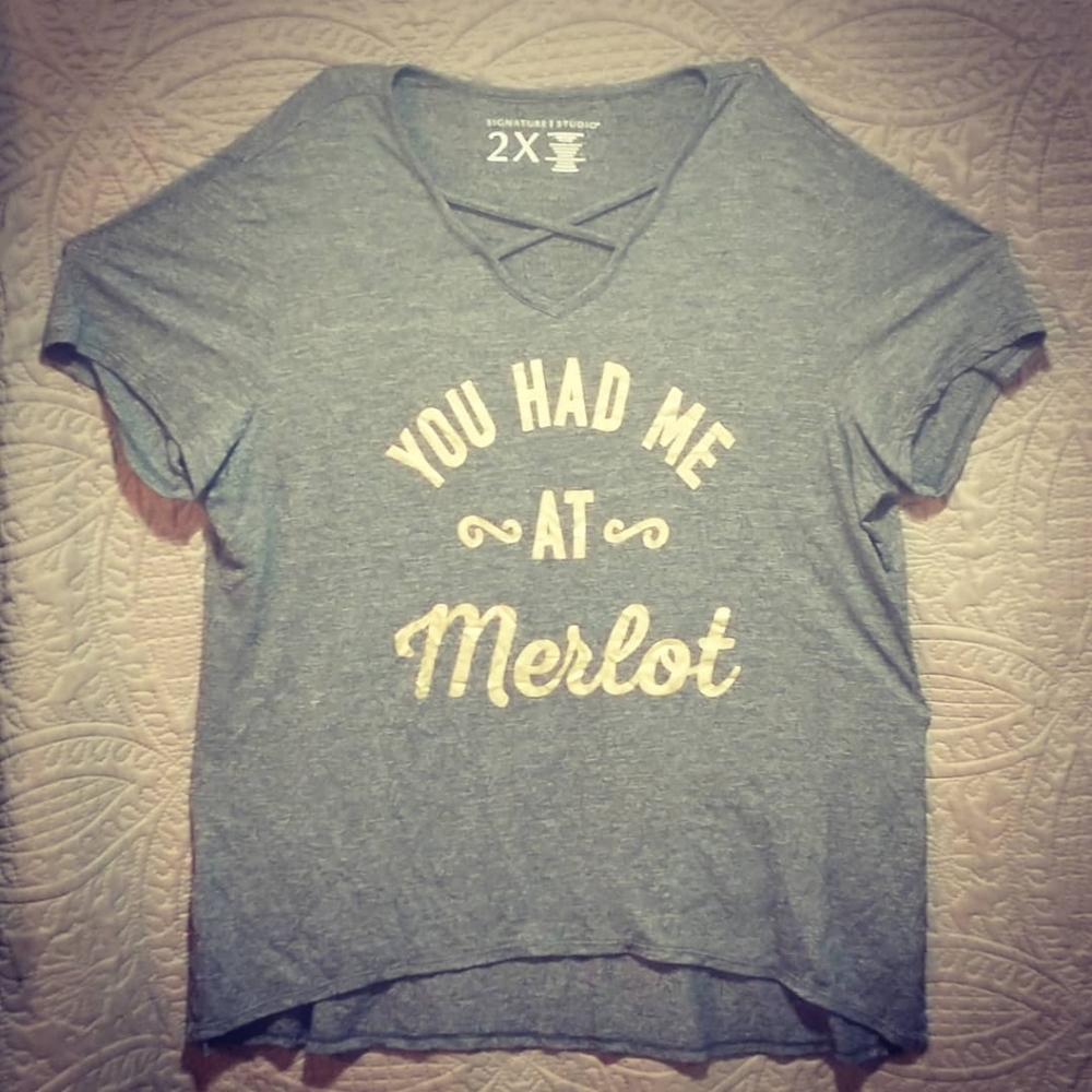 Signature Studio 2XL Top You Had Me At Merlot